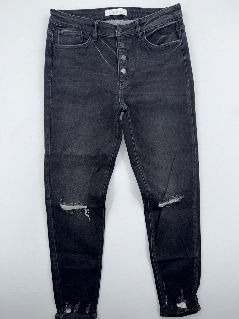 Kancan Black Distressed Jeans Skinny Button Fly W Size 30